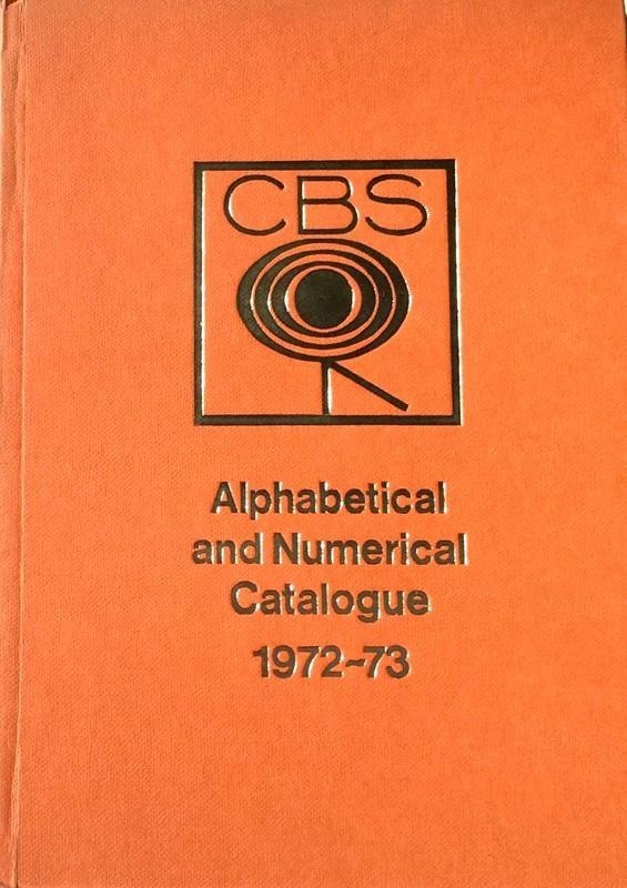 CBS Alphabetical and Numerical Record catalogue, year 1972